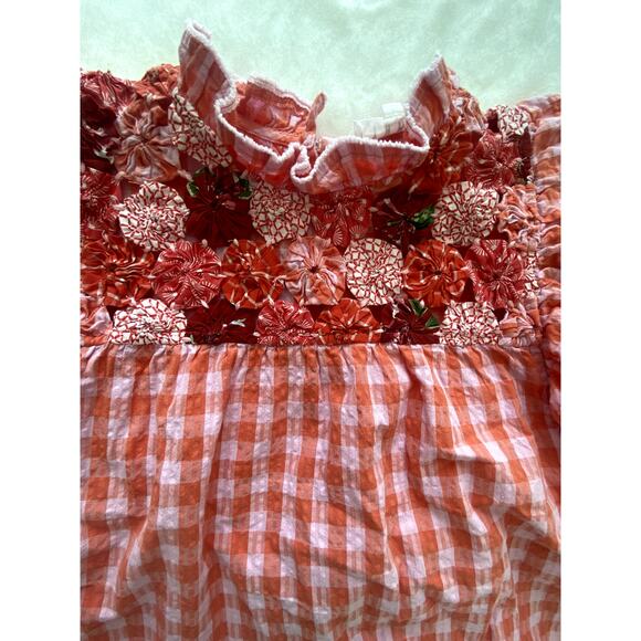 THML Womens Gingham Print Embroidered Tank Blouse Size M - Picture 6 of 7